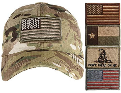 Lightbird Tactical Hat with 6 Pieces Tactical Military Patches, Adjustable Operator Hat, Durable Tactical OCP Flag Ball Cap Hat for Men Work, Gym, Hiking and More (Multicam 2) Apparel