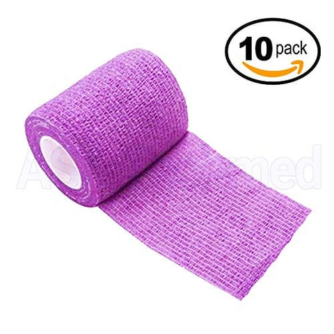 ASA TECHMED - 10 Pack, 2” x 5 Yards, Self-Adherent Cohesive Tape, Strong Sports Tape for Wrist, Ankle Sprains & Swelling, Self-Adhesive Bandage Rolls … Magenta Cohesive / Self Adhesive Bandages