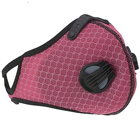 ASA Techmed Reusable Dual Air Breathing Valve Face Mask Cover with Activated Carbon Filter Pink Cycling
