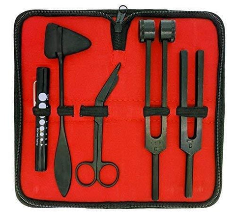 Neurological Kit with Reflex Percussion Hammer, Tuning Forks, Bandage Scissors and Pen Light, Tactical Black Physical Therapy kits