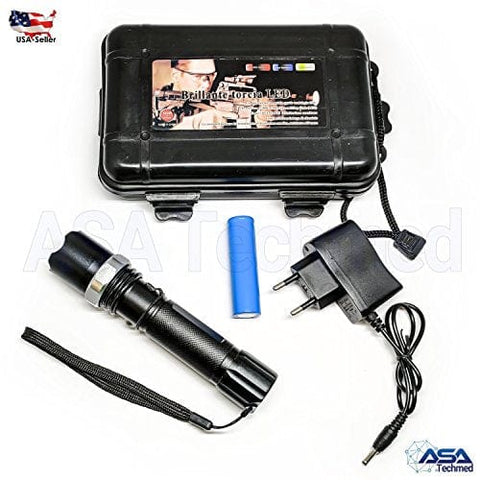 ASA Techmed 5000Lumen LED Zoom Flashlight Torch Lamp + 18650 Battery + Charger Ideal Product for Military, Hunting, Fishing, Doctors, Nurses, EMT, Paramedics and Firefighter Outdoors