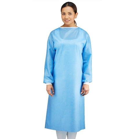 Blue Impervious Isolation Gown, Poly Coated, Elastic Cuffs - Bulk Discounts Available PPE Essentials