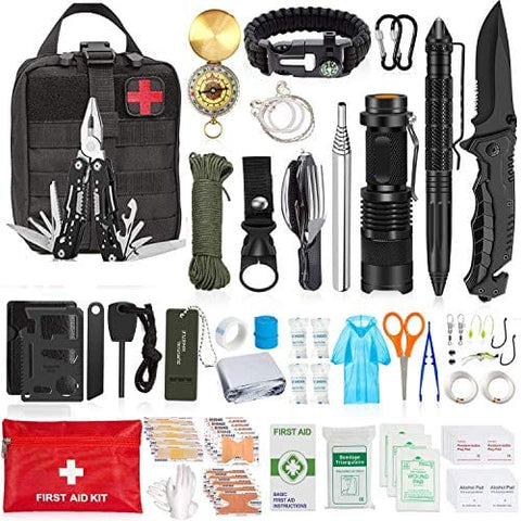 ASA Techmed 127-Piece Emergency Survival Kit - Fully Stocked Molle Pouch First Aid Kit Outdoors