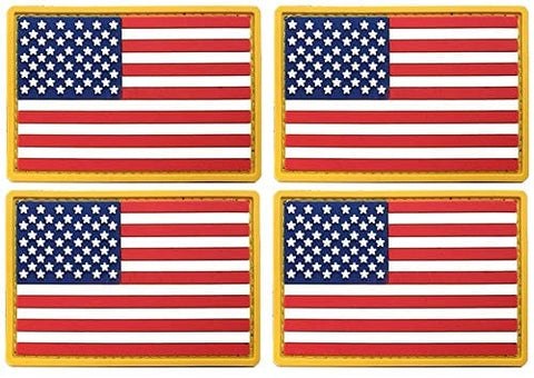 4 Pack Military Army US USA Flag Patch Emblem PVC United States of America Tactical Morale Patch for Hats Backpacks Caps Jackets + More Sports