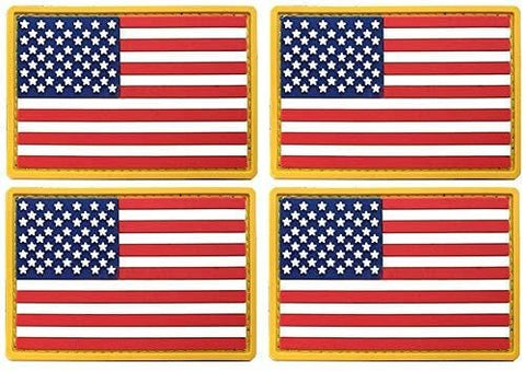 4 Pack Military Army US USA Flag Patch Emblem PVC United States of America Tactical Morale Patch for Hats Backpacks Caps Jackets + More Sports