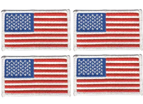 4 Pack US USA Flag Embroidered Patch Red White Blue Military United States of America Iron On Sew On Tactical Morale Patch for Hats Backpacks Caps Jackets Apparel
