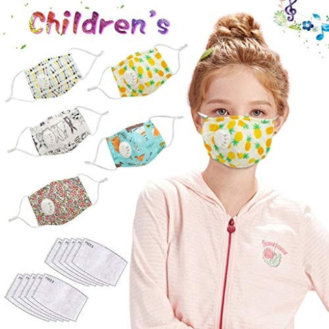 Fashion Washable Cotton Face Mask for Child Cute Smart Mask (Pink) Reusable/INSIDE: 1 MASK and 2PCS Replacement Filters Tools