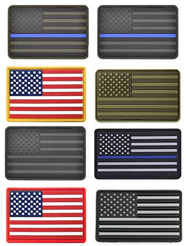 8 Pc Assorted USA Tactical American Flag Patch Thin Blue Line United States Military Morale Patches Set for Molle, Hats, Backpacks,Tactical Vest, Uniforms Sports
