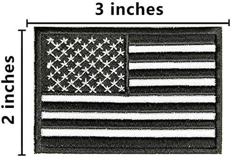 ASA Techmed 4 Pack Black and White US USA Flag Embroidered Patch Military Iron On Sew On Tactical Morale Patch for Hats Backpacks Caps Jackets + More Sports
