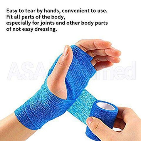 ASA TECHMED - 10 Pack, 2” x 5 Yards, Self-Adherent Cohesive Tape, Strong Sports Tape for Wrist, Ankle Sprains & Swelling, Self-Adhesive Bandage Rolls … Cohesive / Self Adhesive Bandages