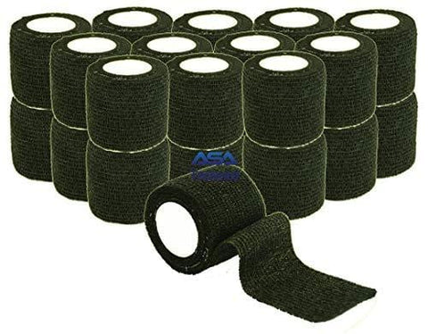 Self-Adherent Cohesive Tape Rolls in Assorted Sizes and Colors Black 2-Inch 24-Pack Cohesive / Self Adhesive Bandages