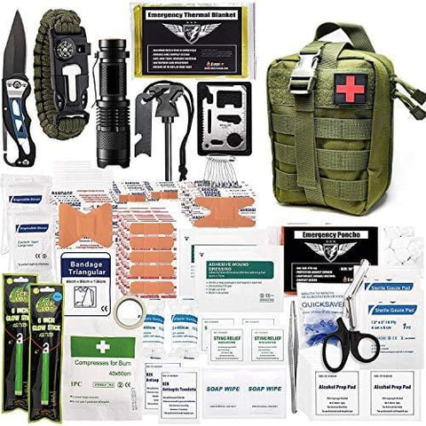 250-Piece Survival First Aid Kit with Molle Pouch Military Green Tactical / Trauma kits