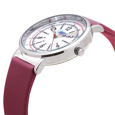 Nurse Watch with 30 Pulsometer, Silicone Band, Second Hand, and Military Time - Assorted Colors Nurse Watches
