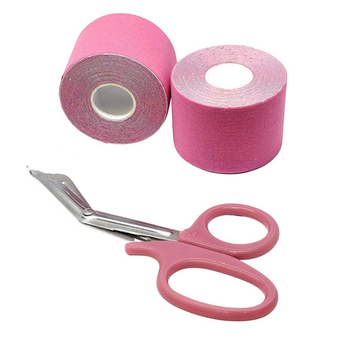 ASA Techmed Sport Kinesiology Tape with Free Matching Shear - 16.5 ft Uncut Roll - Best Pain Relief Adhesive for Muscles, Shin Splints, Knee & Shoulder - 24/7 Waterproof Therapeutic Aid Pink Kinesiology Tape