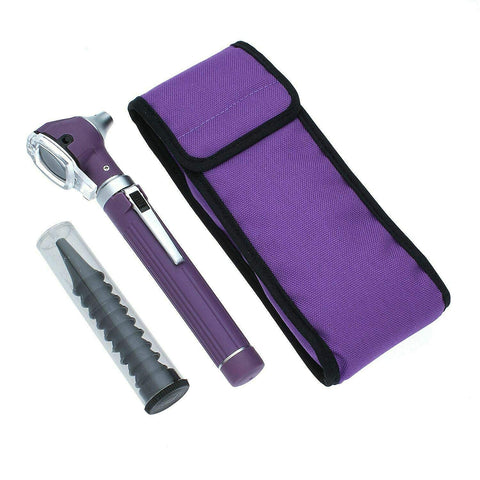 Fiber Optic Mini Pocket Otoscope in Matching Color Case and Extra Bulbs - Assorted Colors Purple Otoscopes