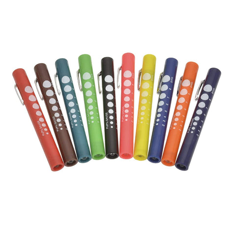 Nurse Pen Lights- Colorful Pupil Gauge Pen Lights for Nurses in Assorted Colors 10-Pack Flashlights