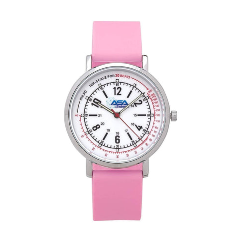 Nurse Watch with 30 Pulsometer, Silicone Band, Second Hand, and Military Time - Assorted Colors Coral Nurse Watches