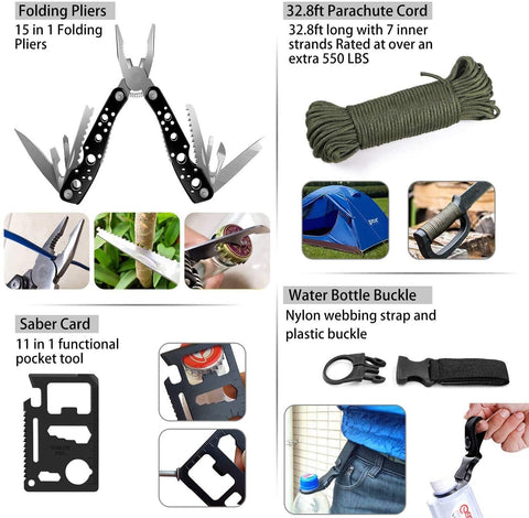 ASA Techmed 127Pcs Emergency Survival Kit Professional Survival Gear Tool First Aid Kit with Molle Pouch for Camping Adventures Tactical / Trauma kits