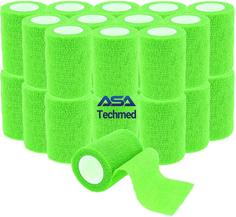 Self-Adherent Cohesive Tape Rolls in Assorted Sizes and Colors Green 24-Pack Cohesive / Self Adhesive Bandages