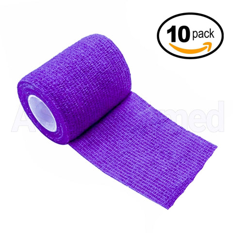 Self Adhesive Bandage Gauze Rolls Elastic Adherent Tape First Aid Kit Wrap 10pcs 2 Purple Cohesive / Self Adhesive Bandages