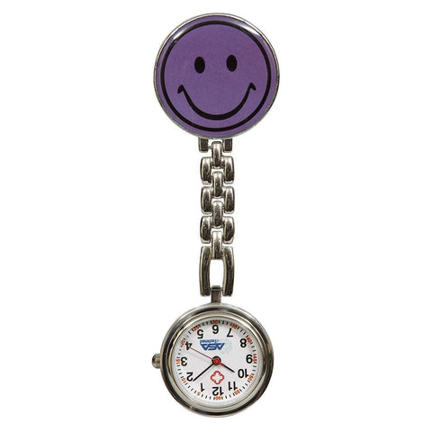 Stainless Steel Nurse Lapel Clip Watch/ FOB Pocket Watch - Assorted Colors Purple Nurse Watches