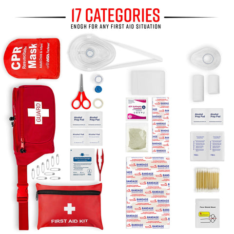 ASA Techmed Lifeguard First Aid Kit - Includes Lifeguard Fanny Pack/ Hip Pack, CPR Kit and 72-Piece First Aid Kit