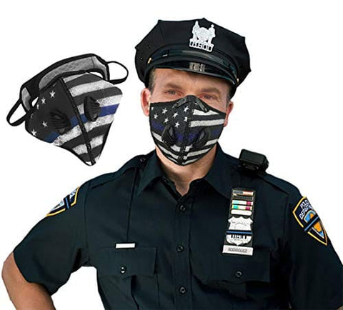 ASA Techmed Blue Line Flag Face Mask Reusable with Activated Carbon Filter for Dust Protection Face Masks