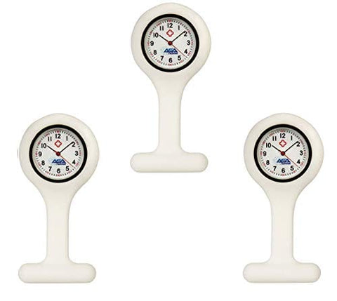 Silicone Nurse Watch with Pin Clip/ Medical Brooch Fob Watch - Assorted Colors White 3 Nurse Watches
