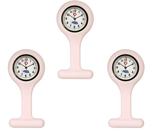 Silicone Nurse Watch with Pin Clip/ Medical Brooch Fob Watch - Assorted Colors Pink 3 Nurse Watches