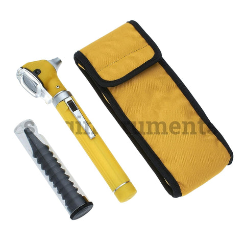 Fiber Optic Mini Pocket Otoscope in Matching Color Case and Extra Bulbs - Assorted Colors Yellow Otoscopes
