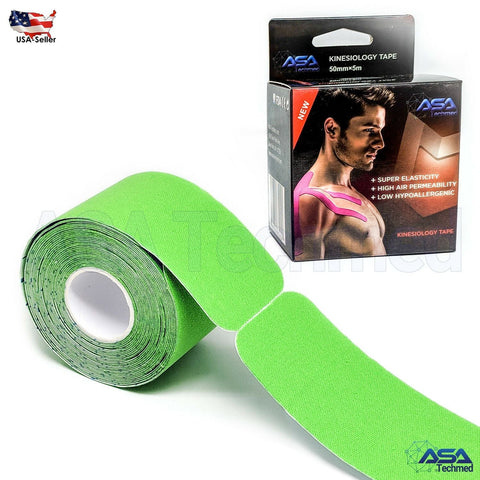 ASA TAPE Cotton Elastic Kinesiology Tape (Pre-cut 20 strips) Light Green Kinesiology Tape