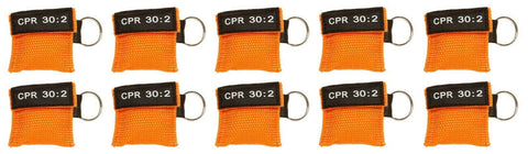 Keychain CPR Masks with One-Way Valve (10-Pack)- Assorted Colors Orange CPR Masks