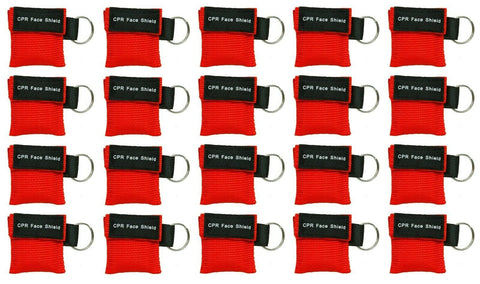 Keychain CPR Masks with One-Way Valve (20-Pack) - Assorted Colors Red CPR Masks