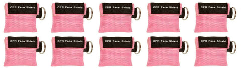 Keychain CPR Masks with One-Way Valve (10-Pack)- Assorted Colors Pink CPR Masks