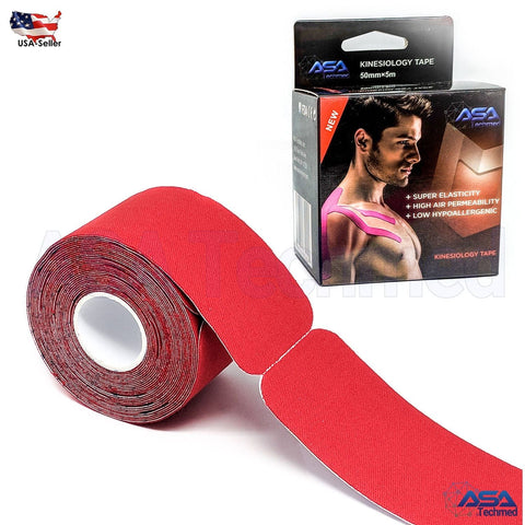 ASA TAPE Cotton Elastic Kinesiology Tape (Pre-cut 20 strips) Red Kinesiology Tape