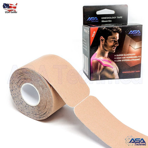 ASA TAPE Cotton Elastic Kinesiology Tape (Pre-cut 20 strips) Tan Kinesiology Tape