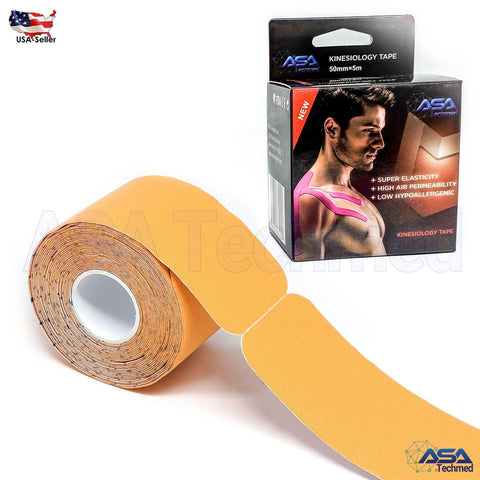 ASA TAPE Cotton Elastic Kinesiology Tape (Pre-cut 20 strips) Orange Kinesiology Tape