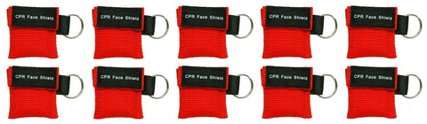 Keychain CPR Masks with One-Way Valve (10-Pack)- Assorted Colors Red CPR Masks