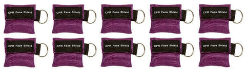 Keychain CPR Masks with One-Way Valve (10-Pack)- Assorted Colors Purple CPR Masks